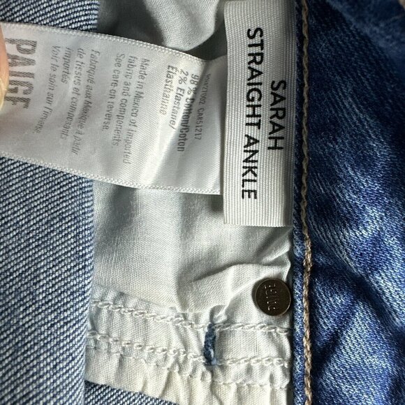 Paige | Sarah Straight Leg Ankle Jean| Distressed | Size 29 - Picture 5 of 5